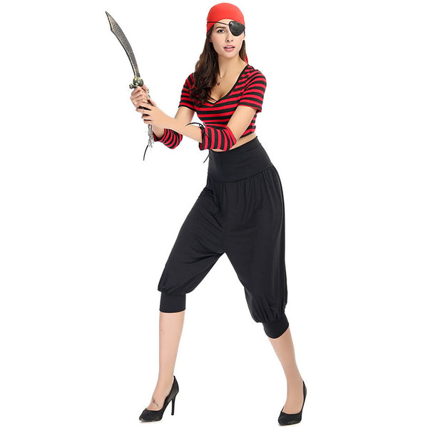 Adult Womens Deckhand Darling One-eyed Pirate Costume Halloween/Stage Performance/Party