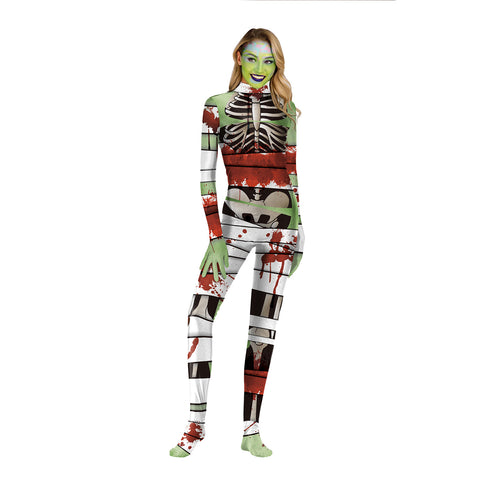 Adults Women Bandage Skeleton Jumpsuit Halloween Cosplay Costume