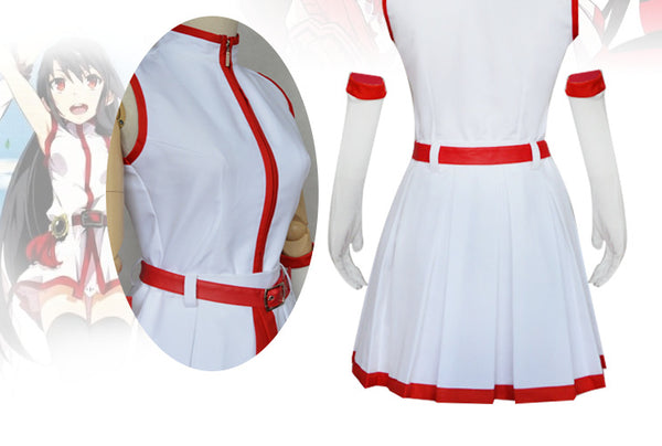 Anime Akame ga Kill! Akame Cosplay Costume White Dress With Wigs Full Set Halloween Costume