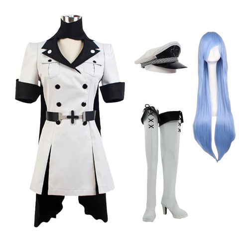 Anime Akame ga Kill! General Esdeath Uniform Costume Whole Set With Wigs+Boots+Hat Halloween Carnival Costume Outfit Set
