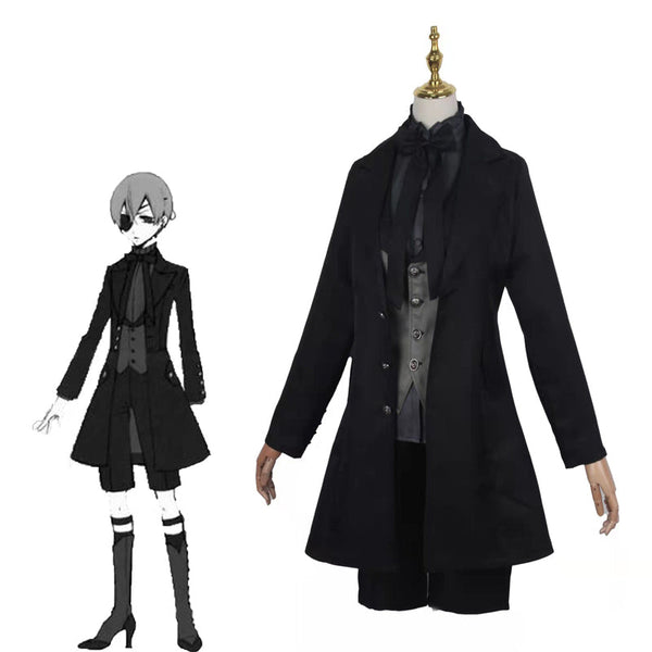 Anime Kuroshitsuji Black Butler Ciel Phantomhive Demon Form Costume With Wigs Full Set Halloween Costume Suit