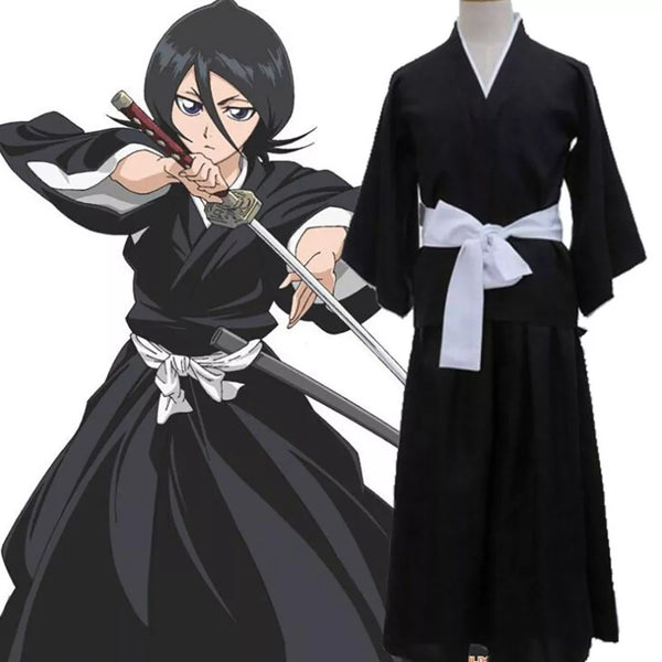 Anime Cosplay Rukia Costume + Wigs +Shoes Halloween Whole Set Cosplay Outfit