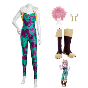 Anime Boku No Hero / My Hero Academia Ashido Mina Pinky  Full Set Costume Zentai+Wigs+Boots Halloween Carnival Outfit