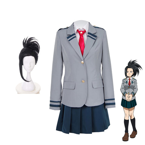 Anime Boku No Hero / My Hero Academia Momo Yaoyorozu School Uniform Costumes with Wigs Halloween Cosplay Outfit