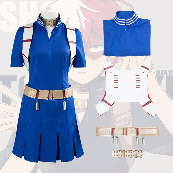Anime Boku No Hero / My Hero Academia Shoto Todoroki Female Ver.Whole Set Costume+Wigs+Boots Set