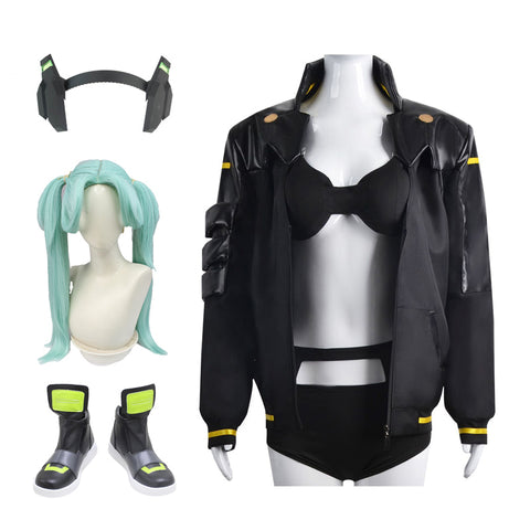 Anime Cyberpunk: Edgerunners Rebecca Becka Costume+Wigs+Shoes+Headphones Props Whole Set Halloween Costume