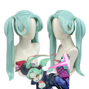 Anime Cyberpunk: Edgerunners Rebecca Becka Cosplay Wigs Two Ponytail Green Wigs