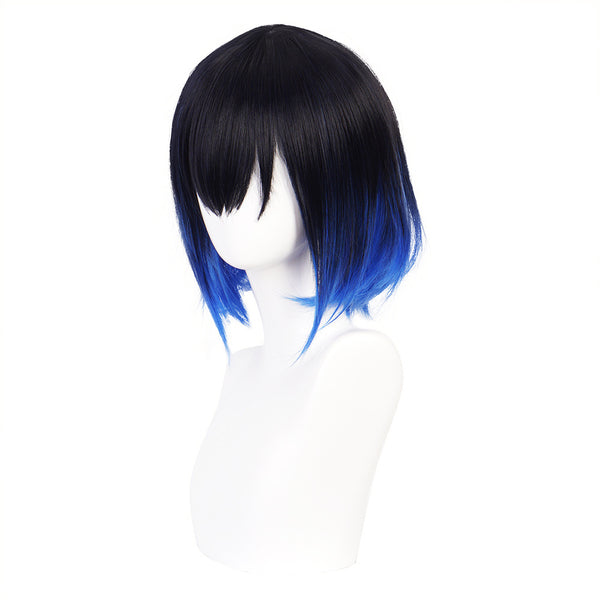 Anime Inosuke Hashibira Cosplay Wigs Blue Short Wig