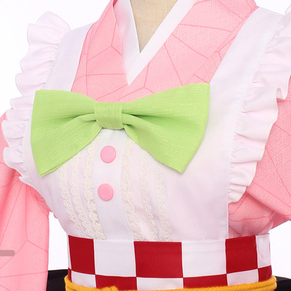 Anime Demon Slayer Kimetsu no Yaiba Nezuko Kamado Lolita Costume Dress With Wigs For Women Girls