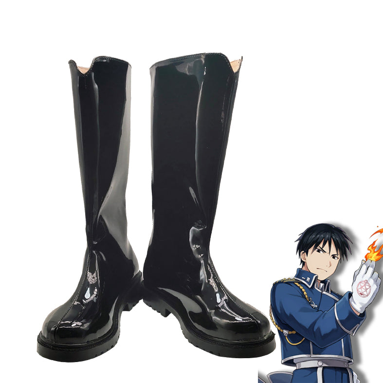 Anime Fullmetal Alchemist Cosplay Roy Mustang Cosplay Boots Black Boots
