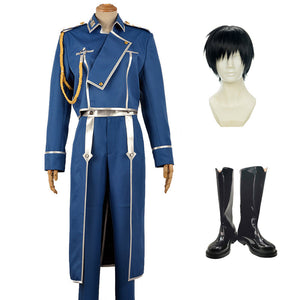 Anime Fullmetal Alchemist Cosplay Roy Mustang Whole Set Costume With Wigs and Boots Halloween Costume Outfit