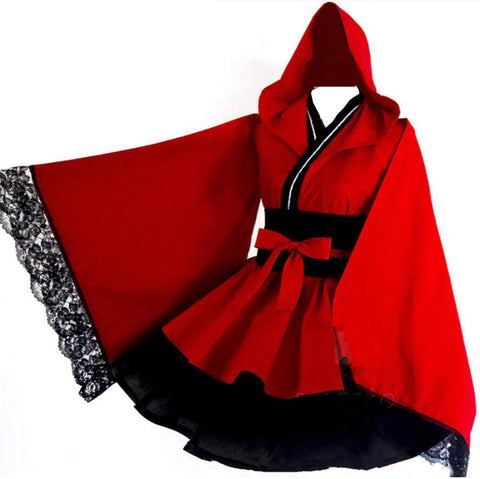 Anime Fullmetal Alchemist Edward Elric Female Ver。Costume Red Lolita Dress Kimono Halloween Costume