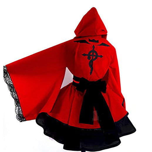 Anime Fullmetal Alchemist Edward Elric Female Ver. Costume Red Lolita Dress Kimono Halloween Costume