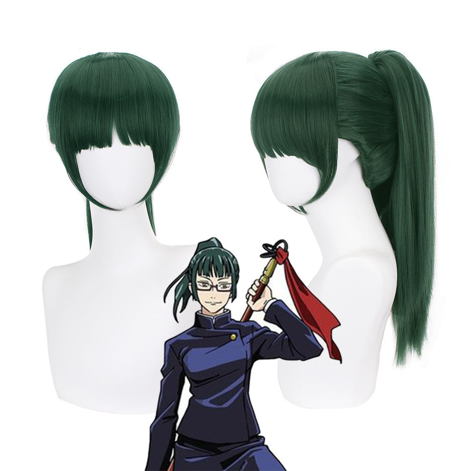 Anime Jujutsu Kaisen Maki Zenin Cosplay Wigs Green Long Wigs