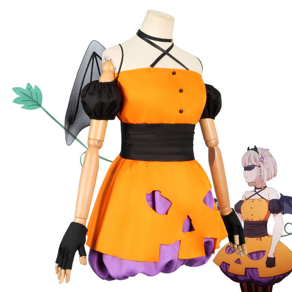 Anime Lycoris Recoil Chisato Nishikigi Little Devil Costume Pumpkin Skirt with Wings Halloween Cosplay Costume