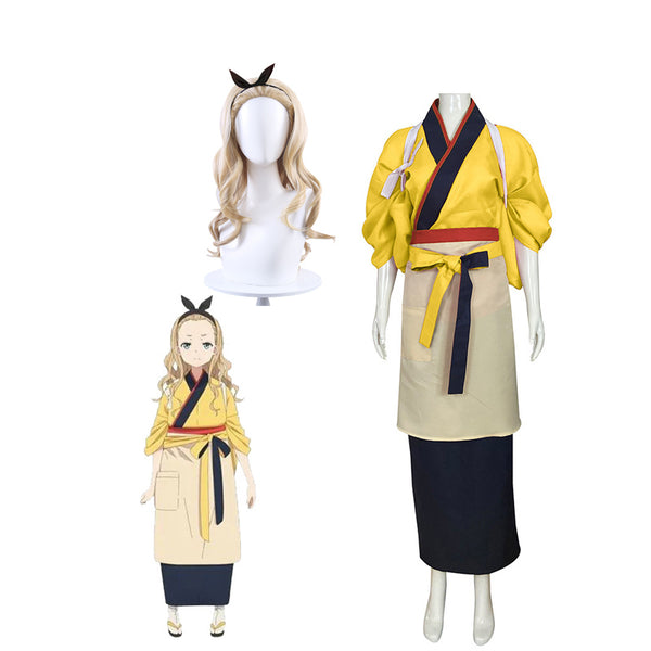 Anime Lycoris Recoil Kimono Dress Costume With Wigs Set Halloween Costume