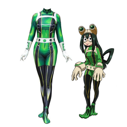 Anime My Hero Academia Froppy Tsuyu Asui Fighting Suit Jumpsuit Cosplay Costume Zentai For Kids/Adults