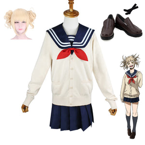 Anime My Hero Academia League of Villains Himiko Toga Full Set Costume With Wigs and Shoes