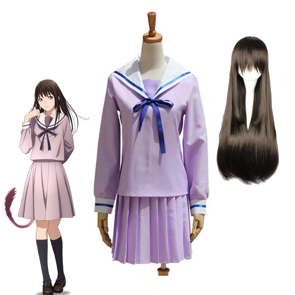 Anime Noragami Hiyori Iki Full Set Uniform Costume With Wigs