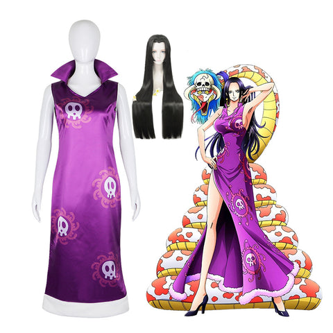 Anime One Piece Pirate Empress Boa Hancock War Clothes Costume Full Set With Wigs Halloween Carnival Costume Set