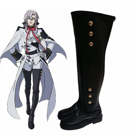 Anime Seraph Of The End Owari no Seraph Mikaela Hyakuya /Ferid Bathory Cosplay Black Boots