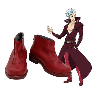The Seven Deadly Sins Fox's Sin of Greed Ban Cosplay Shoes Red PU Leather Costume Shoes