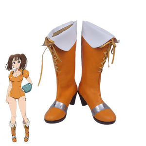 The Seven Deadly Sins Serpent's Sin of Envy Diane Cosplay Boots Orange PU Leather Costume Shoes