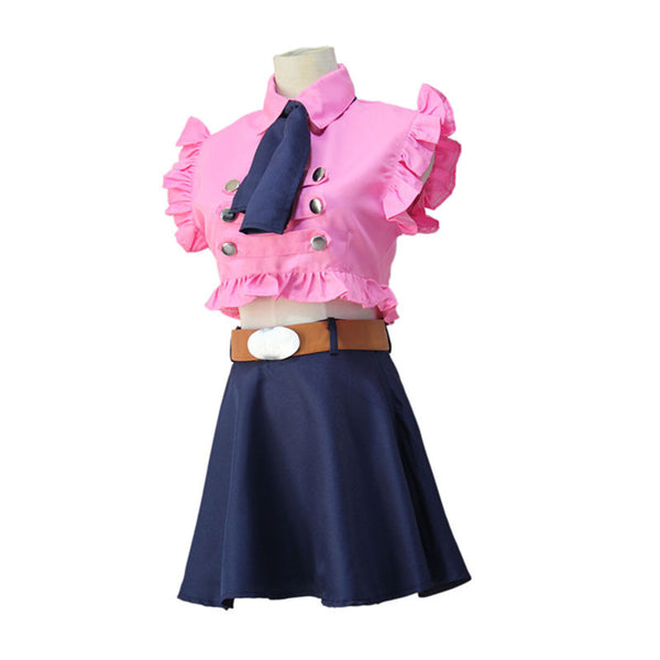 The Seven Deadly Sins 16 years Elizabeth Liones Cosplay Costume Uniform Crop Top and Skirt Suit for Girls Women