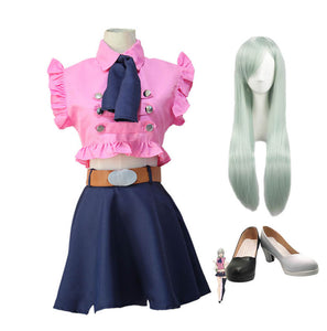 The Seven Deadly Sins Elizabeth Liones Uniform Costume+Wigs+Cosplay Shoes Full Set Halloween Cosplay Outfit