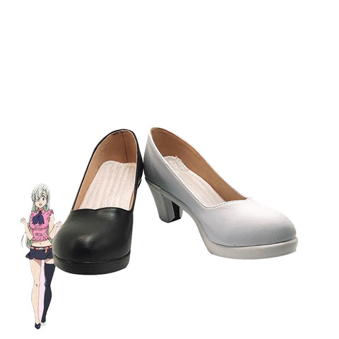 The Seven Deadly Sins Elizabeth Liones Cosplay Shoes White and Black PU Leather Shoes