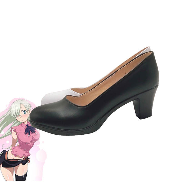 The Seven Deadly Sins Elizabeth Liones Cosplay Shoes White and Black PU Leather Shoes