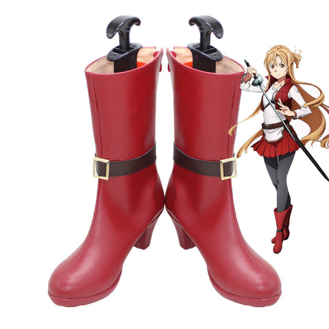Anime Sword Art Online Progressive: Aria of a Starless Night SAO Yuuki Asuna Cosplay Red Boots