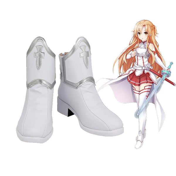 Anime Sword Art Online Yuuki Asuna Cosplay Boots SAO Asuna White Boots