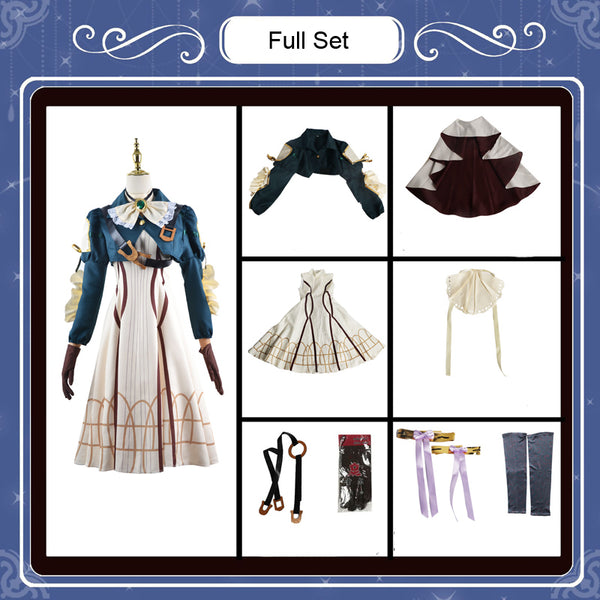 Anime Violet Evergarden Whole Set Costume+Wigs+Costume Shoes Halloween Carnival Costume