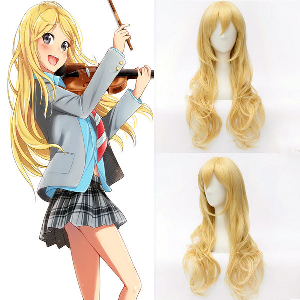 Anime Your Lie in April Cosplay Kaori Miyazono Cosplay Wigs Long Golden Wigs