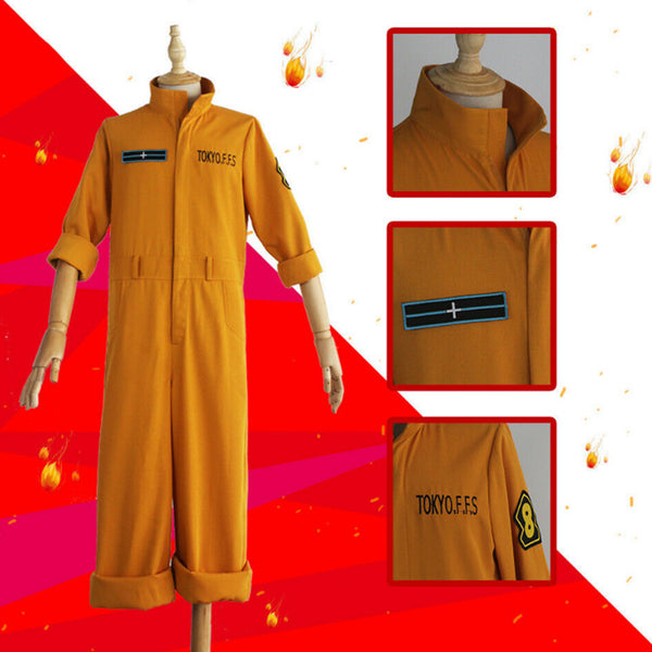 Anime Fire Force Enen No Shouboutai No.8 Special Team Shinra Kusakabe Yellow Jumpsuit Cosplay Costume