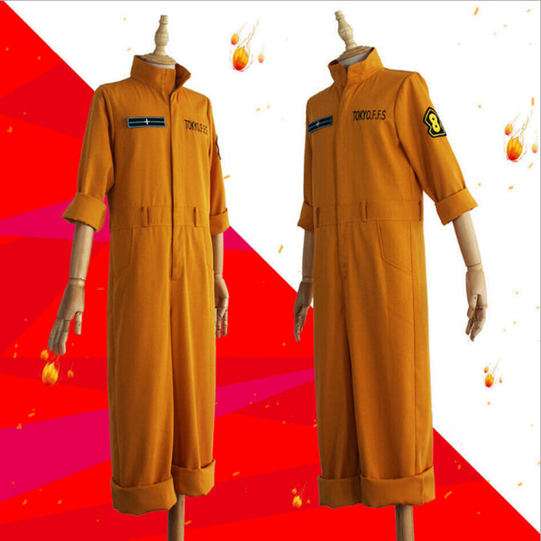 Anime Fire Force Enen No Shouboutai No.8 Special Team Shinra Kusakabe Yellow Jumpsuit Cosplay Costume