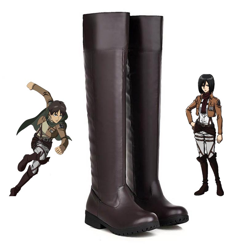Attack on Titan Eren Jaeger Mikasa Ackerman Cosplay Boots The Wings Of Freedom Survey Corps Cosplay Shoes