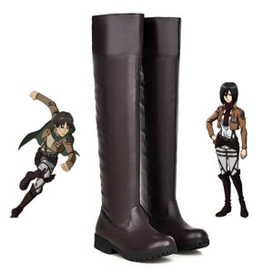 Attack on Titan Eren Jaeger Mikasa Ackerman Cosplay Boots The Wings Of Freedom Survey Corps Cosplay Shoes