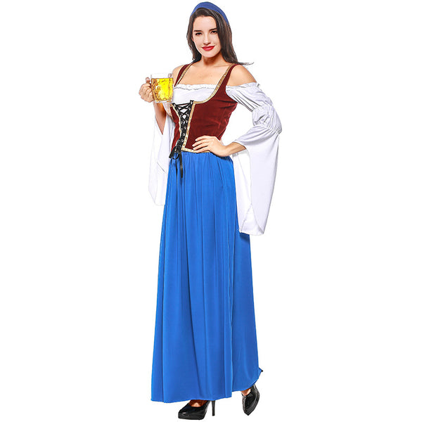 Blue And White Pirate / German Beer Costume Halloween/Stage Performance/Party