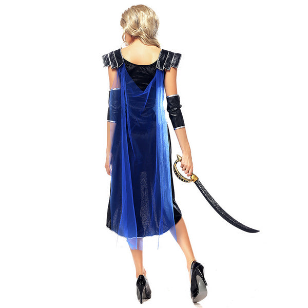 Blue Women Warrior Cosplay Costume For Halloween Party Performance