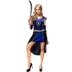 Blue Women Warrior Cosplay Costume For Halloween Party Performance