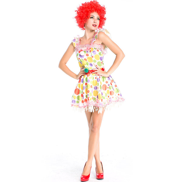Candy Color Clown Cosplay Costume For Halloween Party  Performance