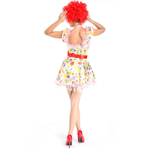 Candy Color Clown Cosplay Costume For Halloween Party  Performance