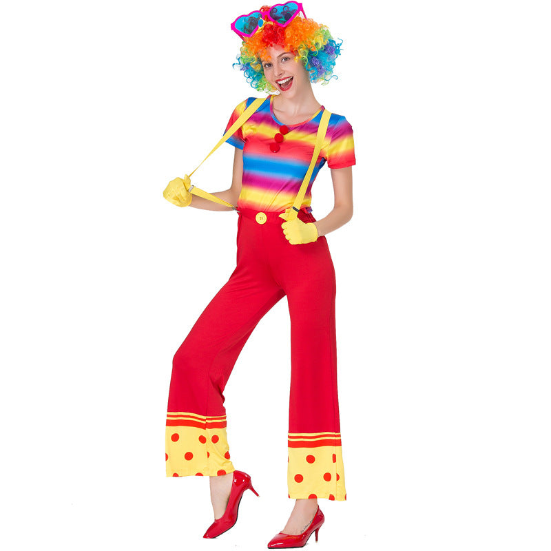 Clown Cosplay Costume Jumpsuit For Halloween Party Performance