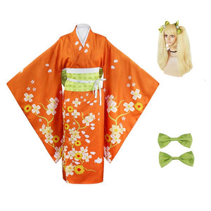 Danganronpa 2: Goodbye Despair Hiyoko Saionji Costume Kimono With Wigs Halloween Costume Set