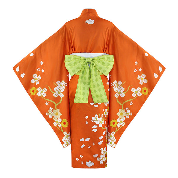 Danganronpa 2: Goodbye Despair Hiyoko Saionji Whole Set Costume Kimono+Wigs+Clogs Halloween Costume