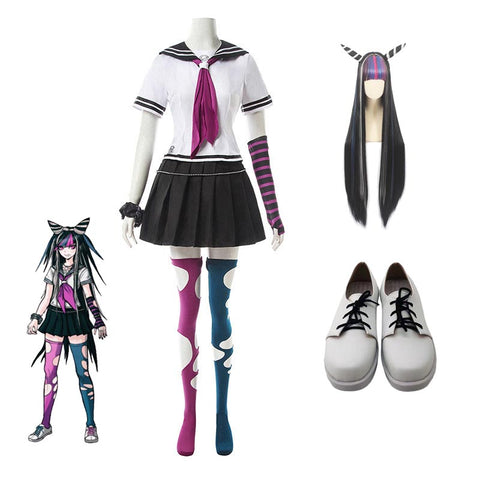 Danganronpa 2: Goodbye Despair Ibuki Mioda Whole Set Costume Uniform With Wigs and Costume Shoes Halloween Party Outfit