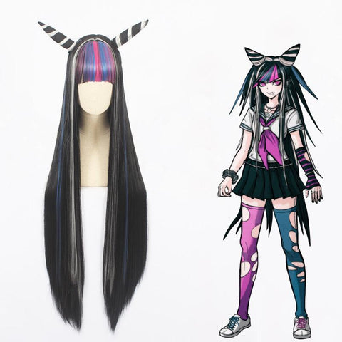 Danganronpa 2: Goodbye Despair Ibuki Mioda Cosplay Wigs Black Long Wigs