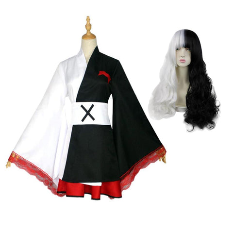 Danganronpa Monokuma Cosplay Costume Kimono Dress Costume With Wigs Halloween Costume Set